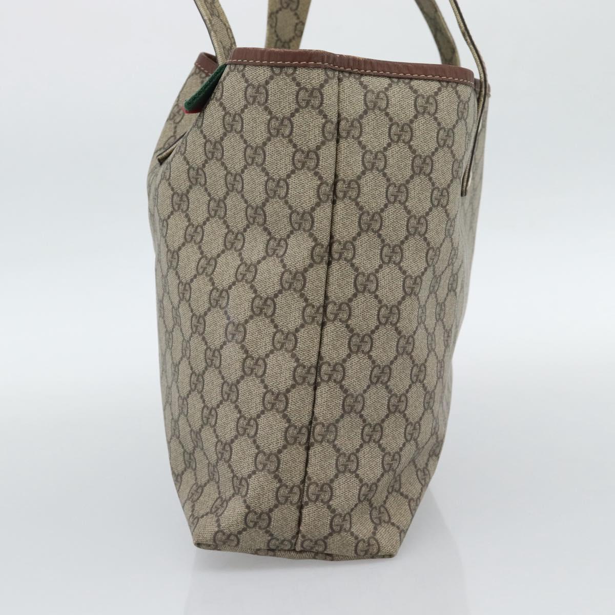 GUCCI GG Supreme Web Sherry Line Tote Bag PVC Beige Gold 211134 Auth 188252A