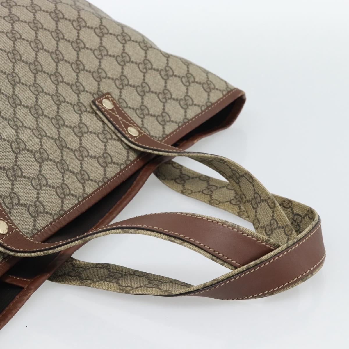 GUCCI GG Supreme Web Sherry Line Tote Bag PVC Beige Gold 211134 Auth 188252A