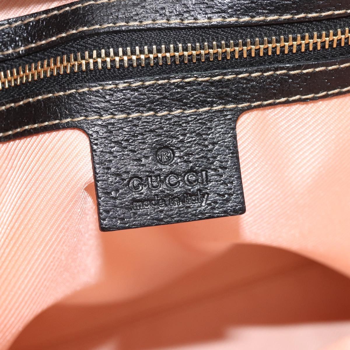GUCCI Hand Bag Satin Black Gold 153361 Auth 188253A