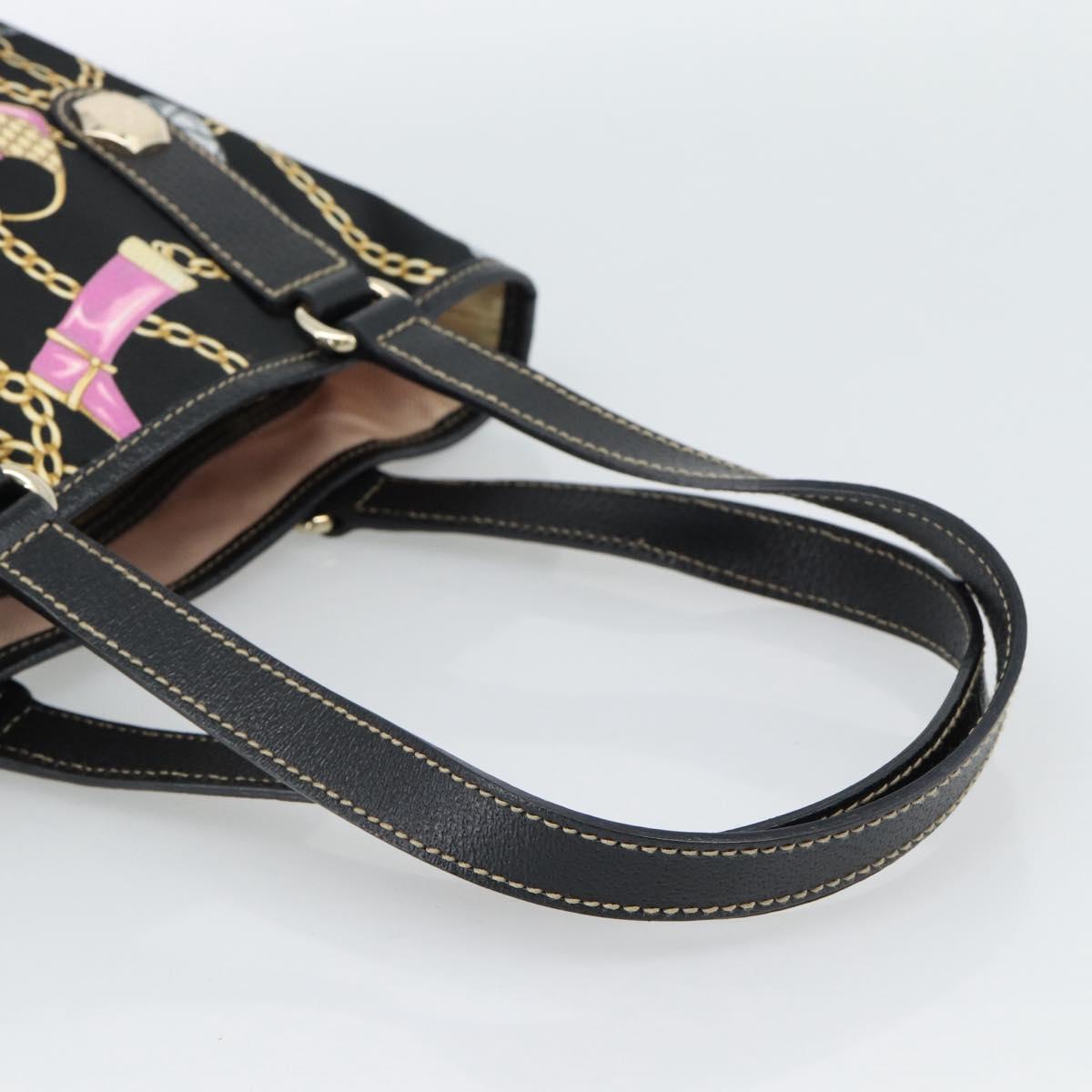 GUCCI Hand Bag Satin Black Gold 153361 Auth 188253A