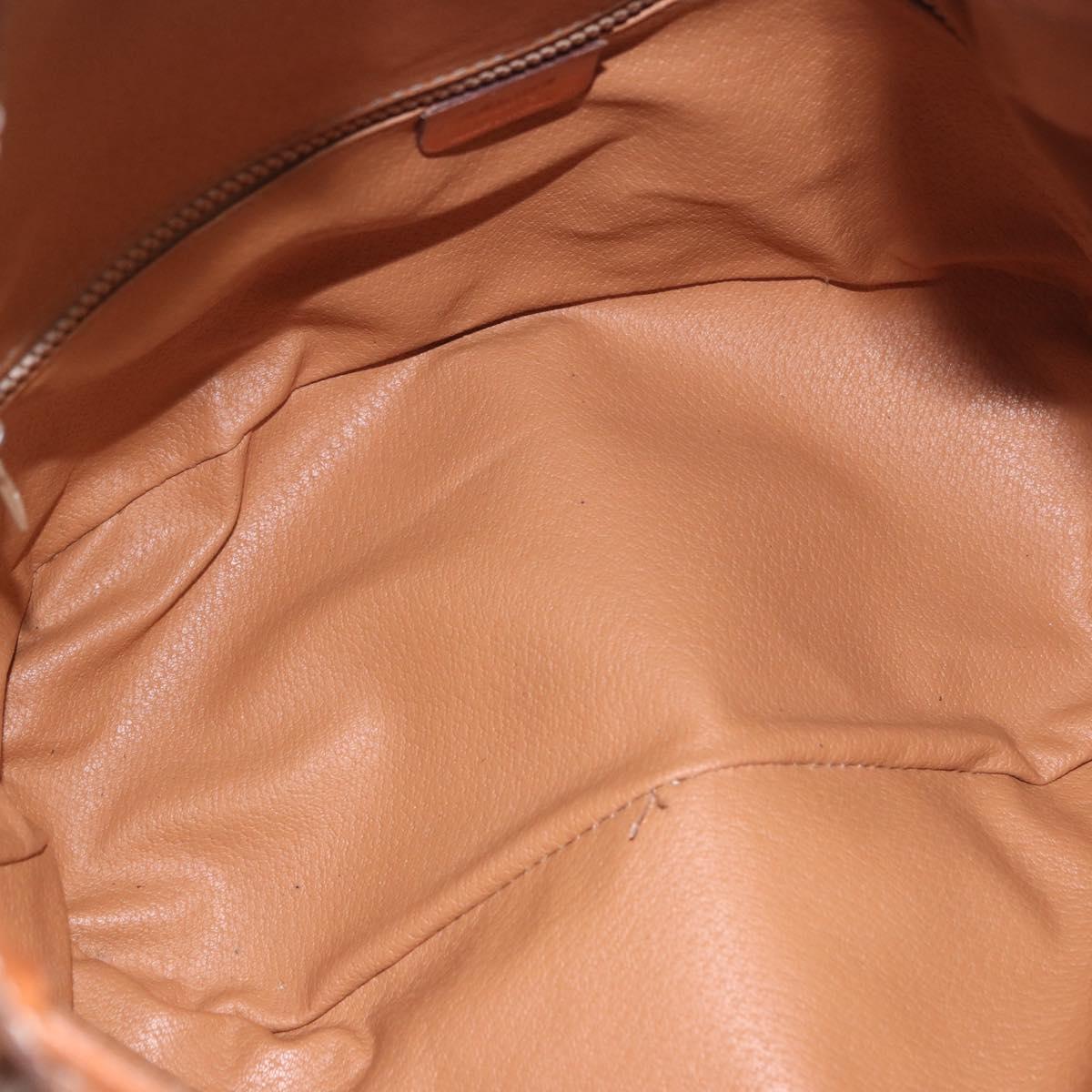 CELINE Macadam Canvas Shoulder Bag PVC Leather Brown Gold Auth 188254