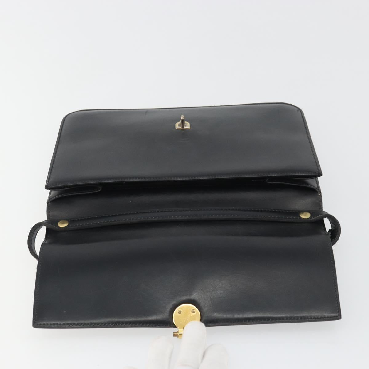 Christian Dior Shoulder Bag Leather Black Gold Auth 188255