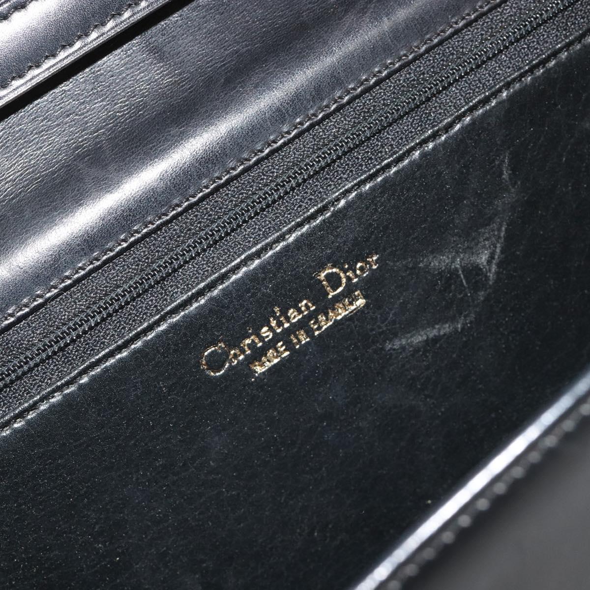 Christian Dior Shoulder Bag Leather Black Gold Auth 188255