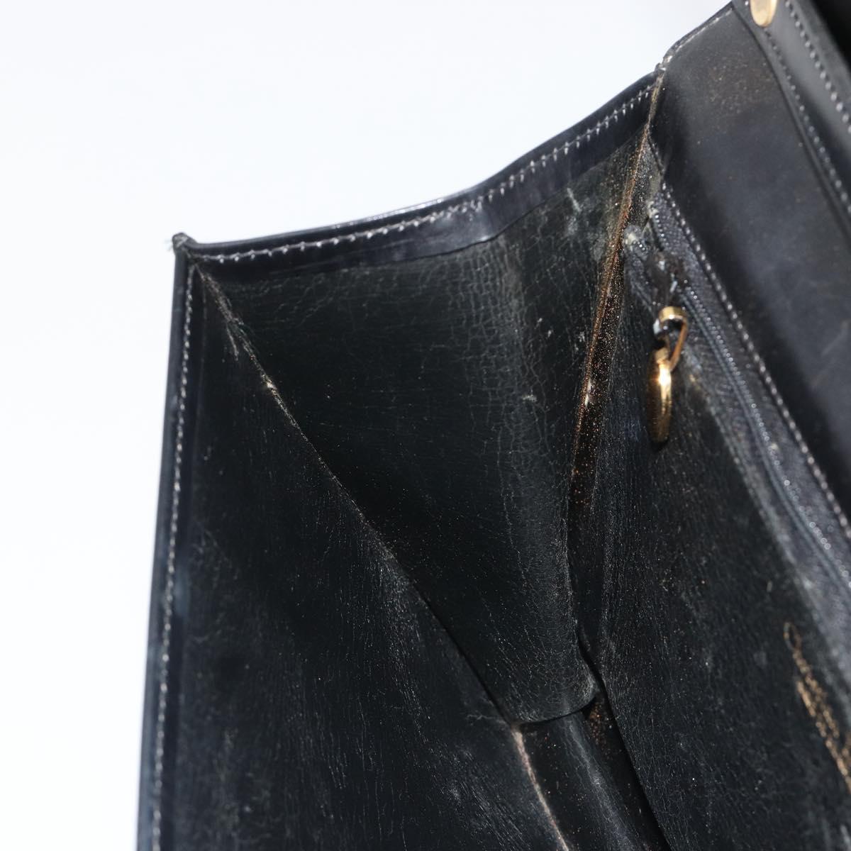 Christian Dior Shoulder Bag Leather Black Gold Auth 188255