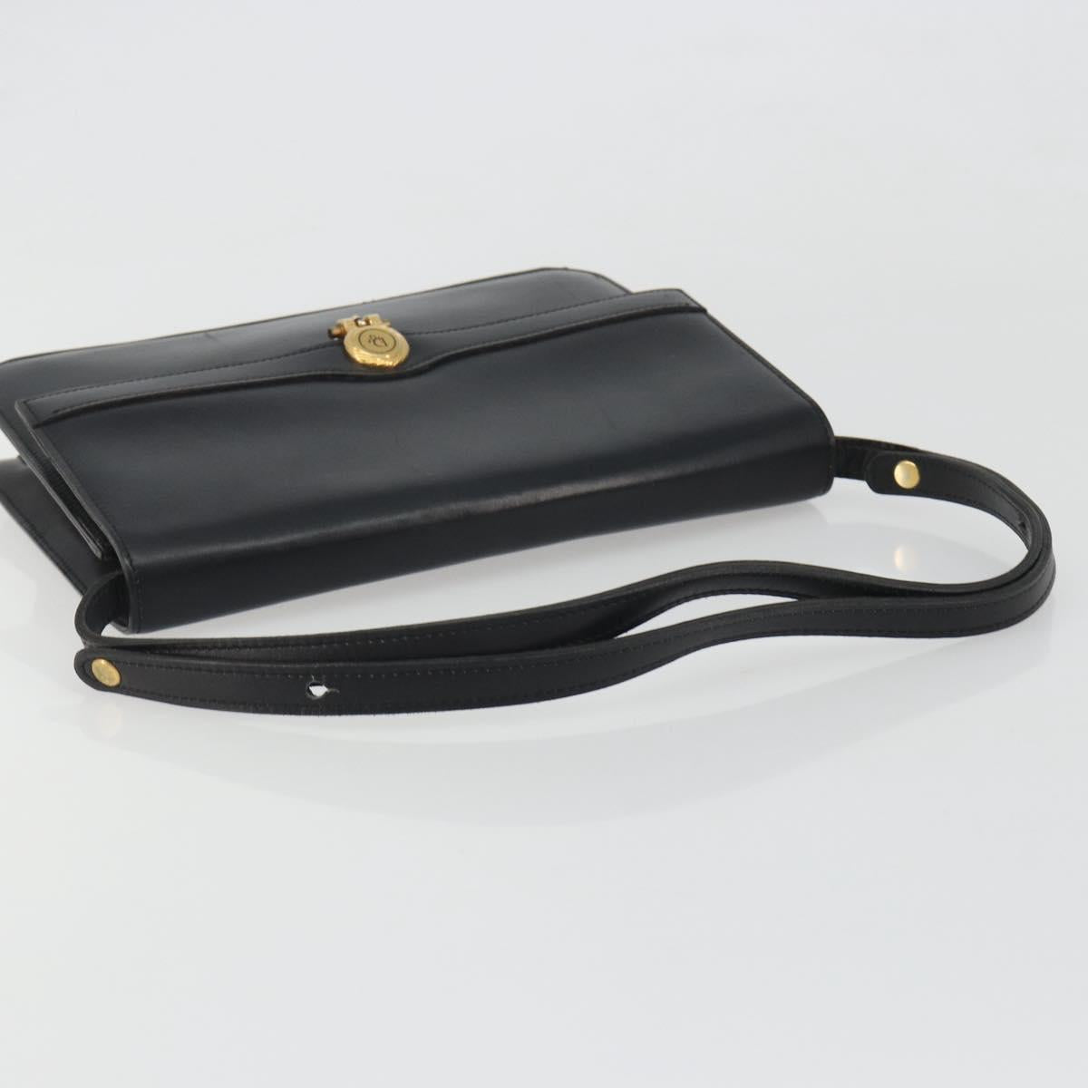 Christian Dior Shoulder Bag Leather Black Gold Auth 188255