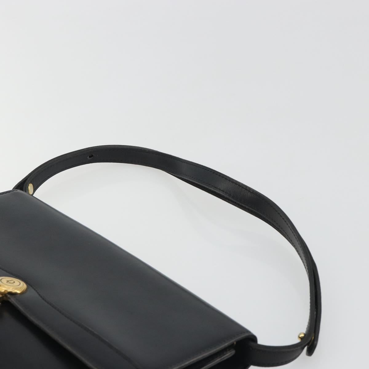 Christian Dior Shoulder Bag Leather Black Gold Auth 188255
