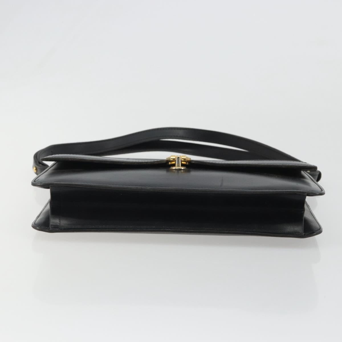 Christian Dior Shoulder Bag Leather Black Gold Auth 188255