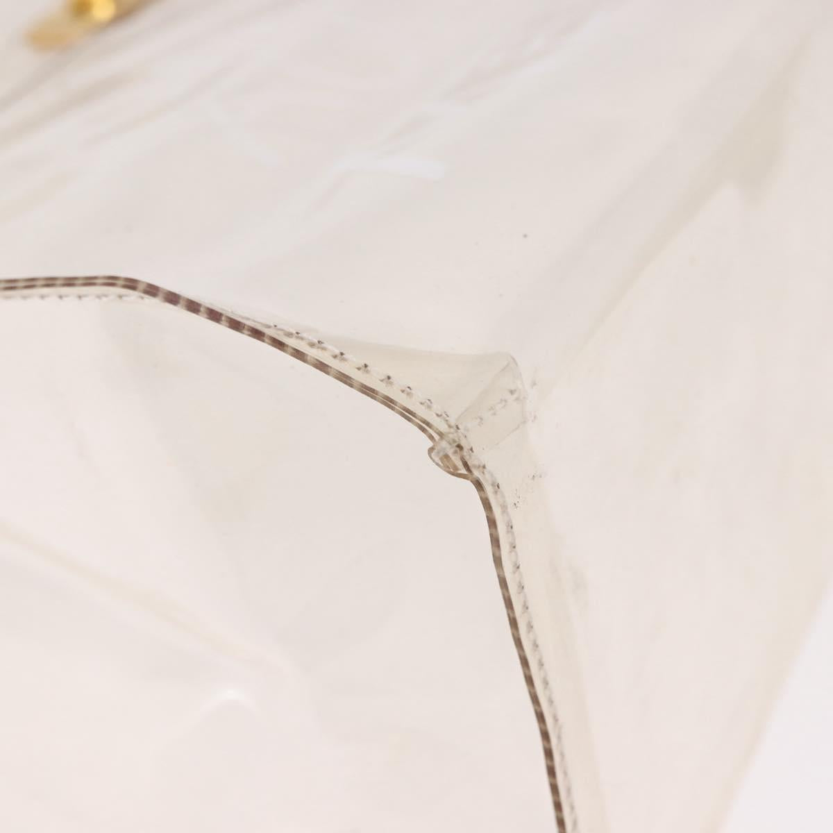 HERMES Vinyl Kelly Hand Bag Vinyl Clear Gold Auth 188256