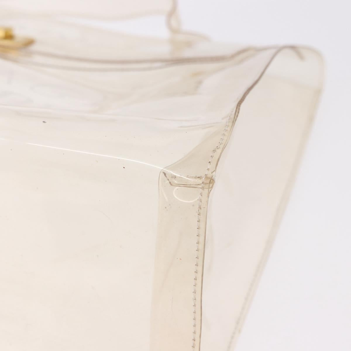 HERMES Vinyl Kelly Hand Bag Vinyl Clear Gold Auth 188256
