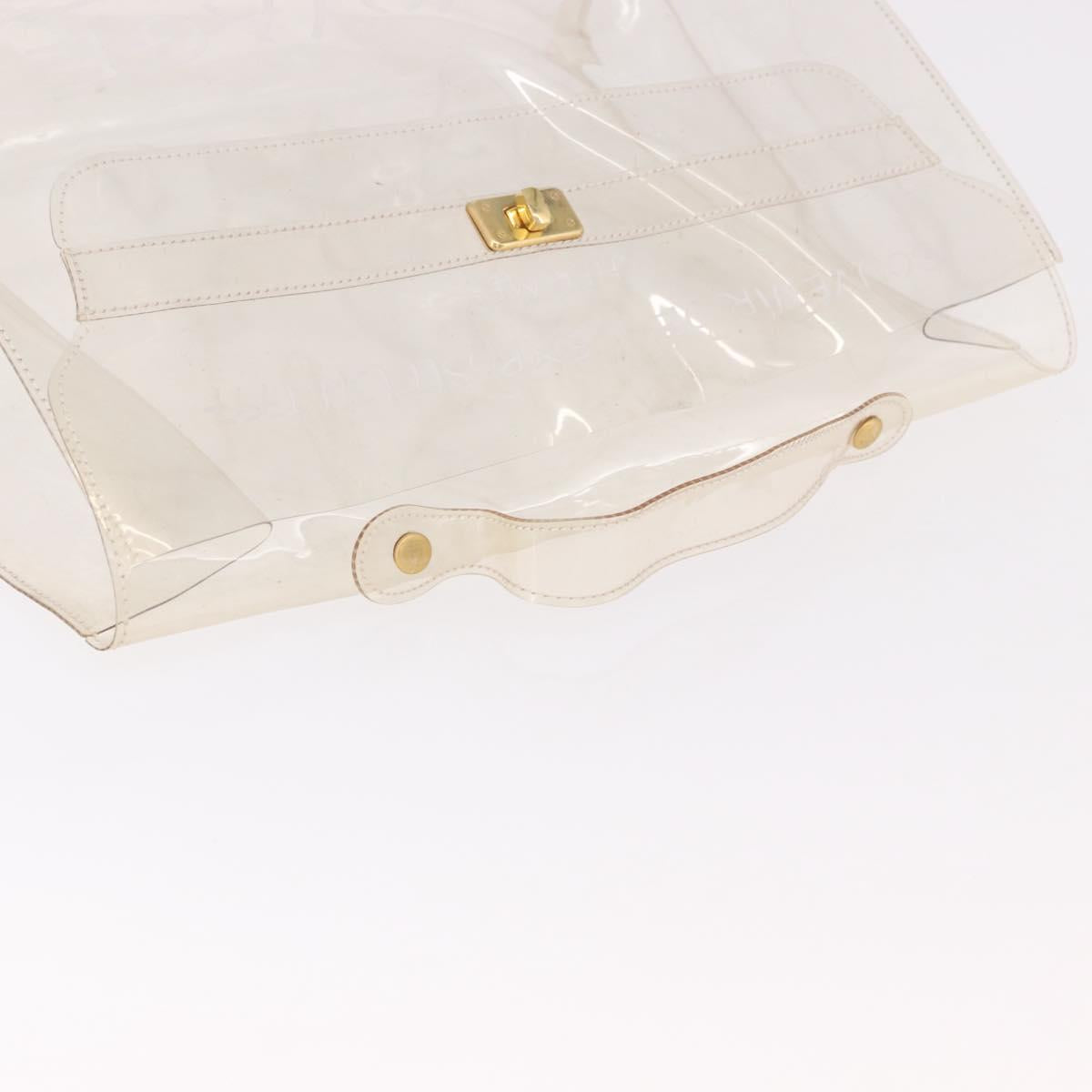 HERMES Vinyl Kelly Hand Bag Vinyl Clear Gold Auth 188256