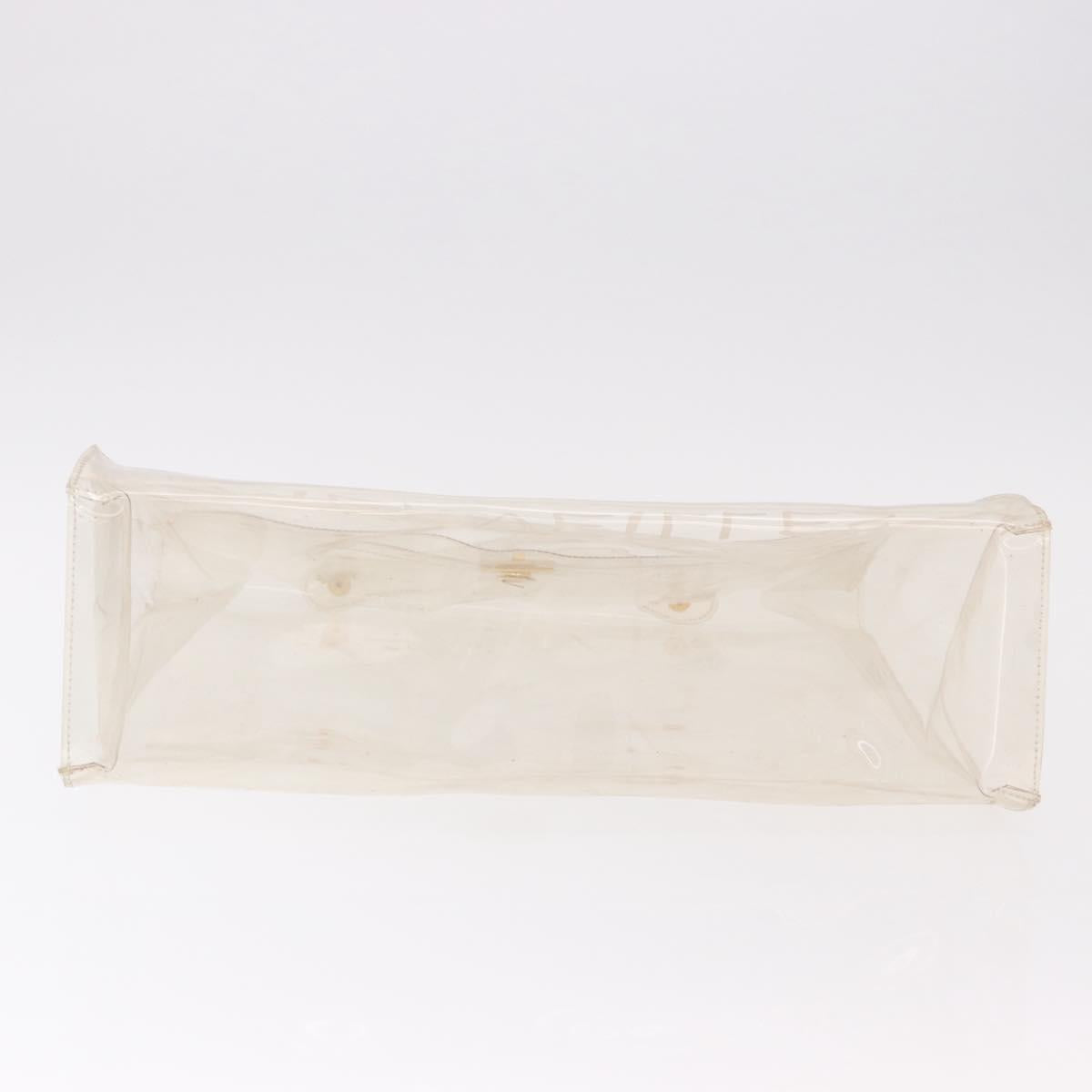 HERMES Vinyl Kelly Hand Bag Vinyl Clear Gold Auth 188256