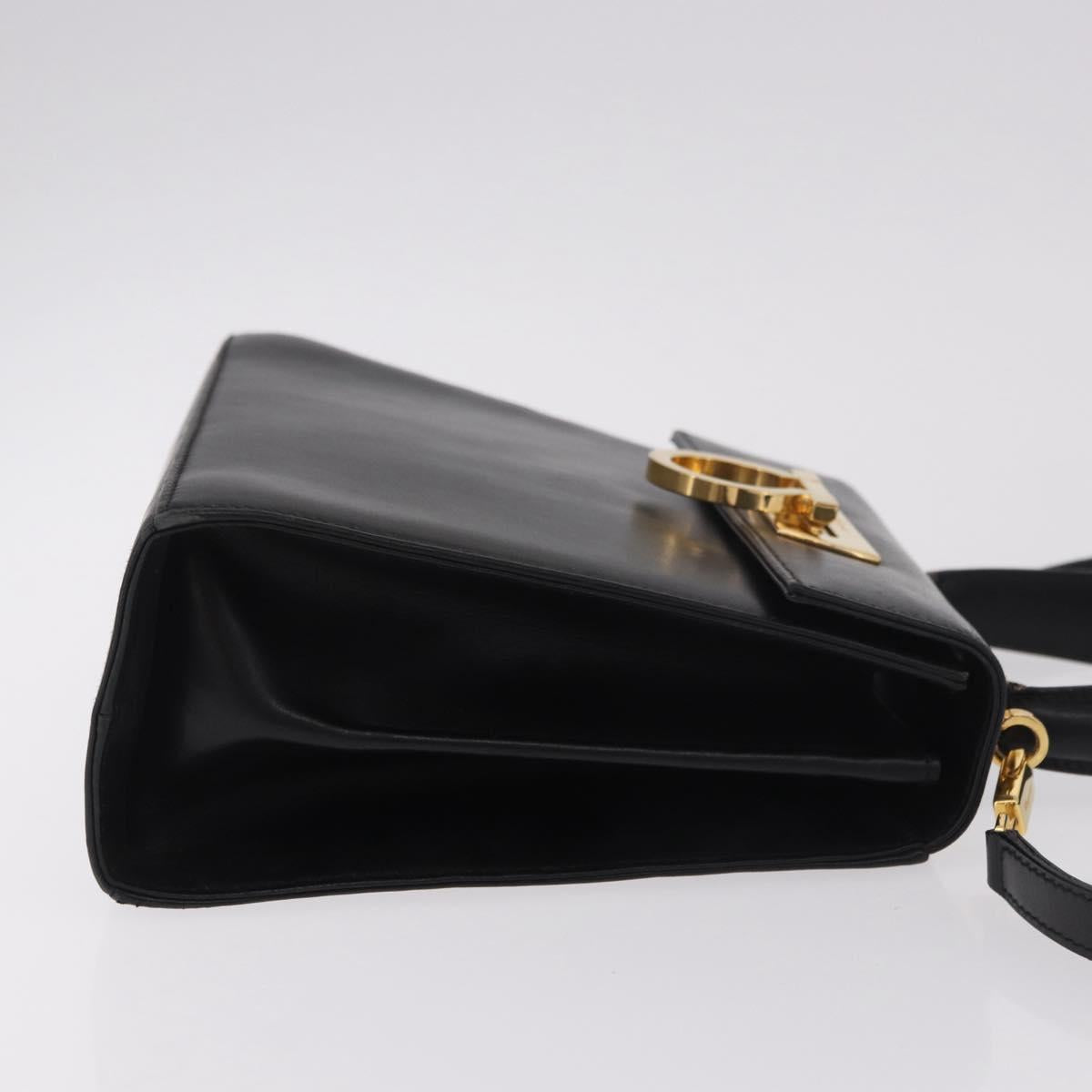 Salvatore Ferragamo Hand Bag Leather 2way Black Gold Auth 188257