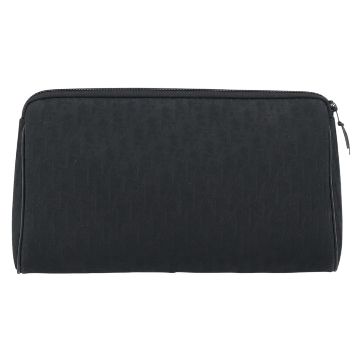 Christian Dior Trotter Canvas Clutch Bag Black Gold Auth 188258A