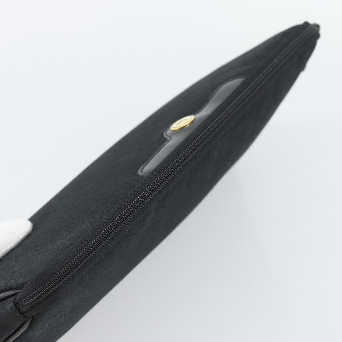 Christian Dior Trotter Canvas Clutch Bag Black Gold Auth 188258A