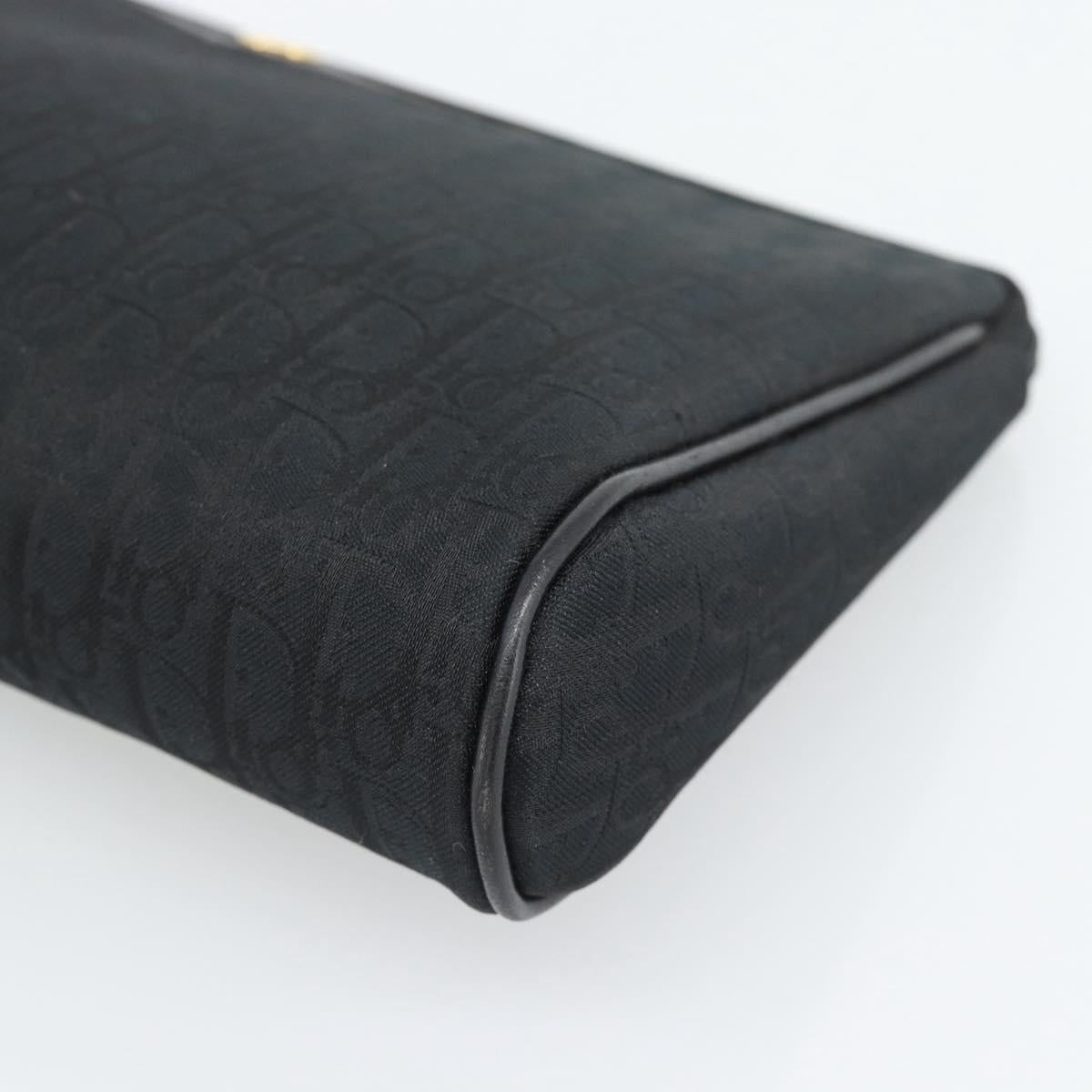 Christian Dior Trotter Canvas Clutch Bag Black Gold Auth 188258A