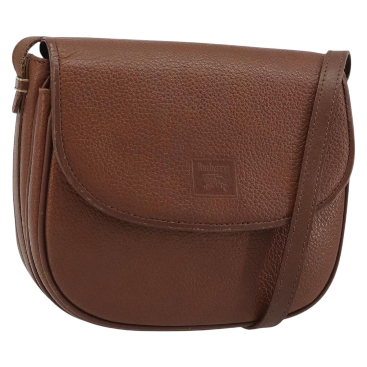 Burberrys Shoulder Bag Leather Brown Gold Auth 188259
