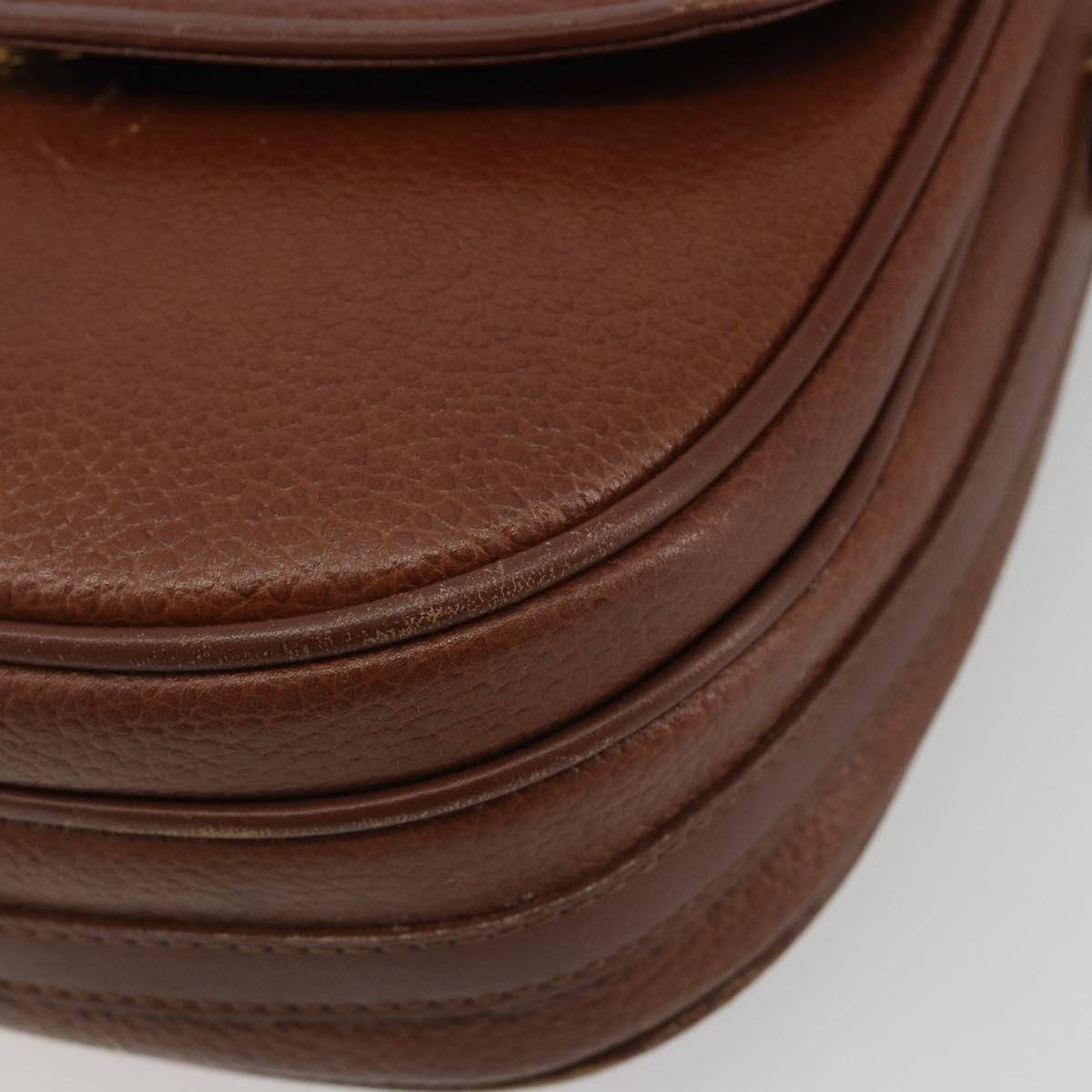 Burberrys Shoulder Bag Leather Brown Gold Auth 188259