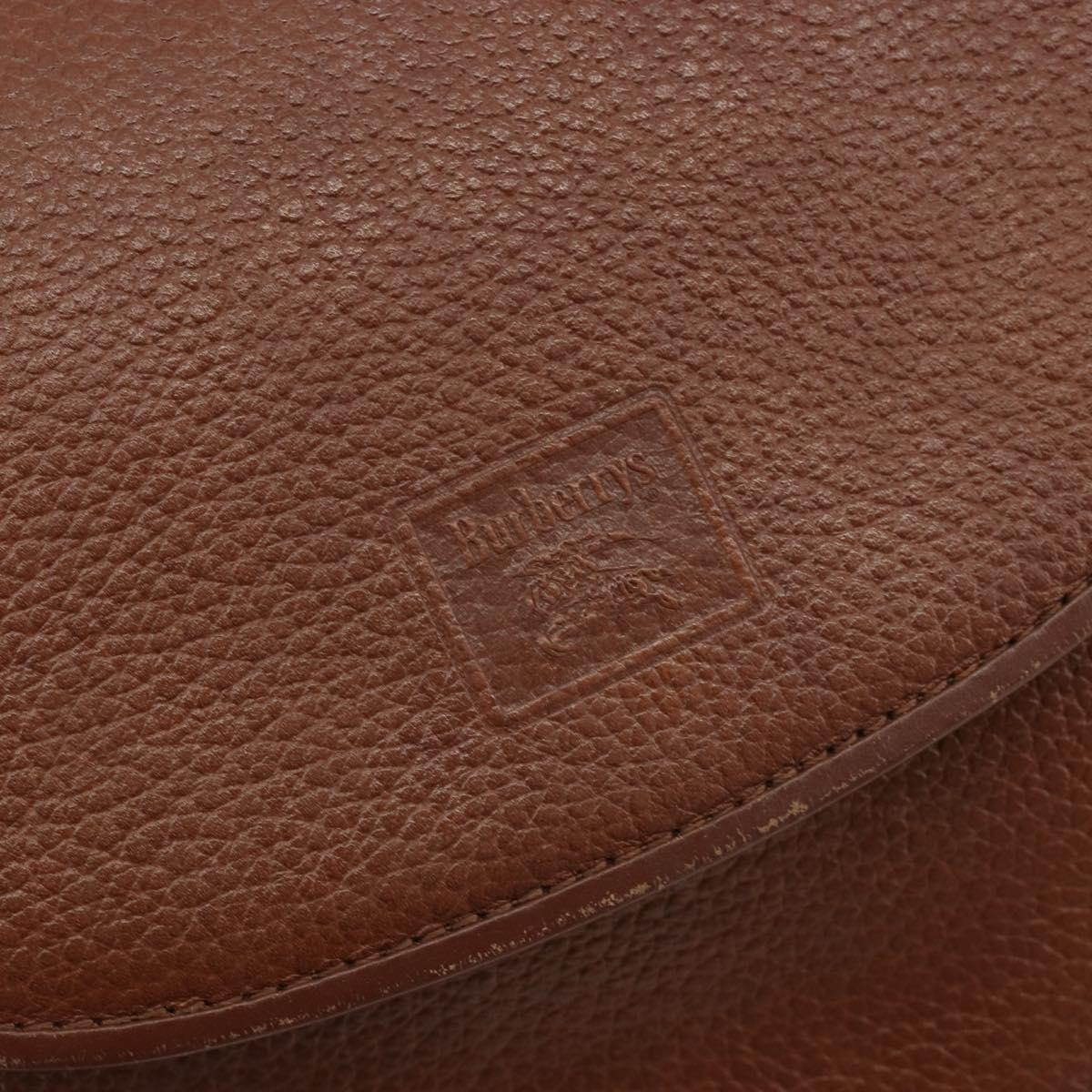 Burberrys Shoulder Bag Leather Brown Gold Auth 188259