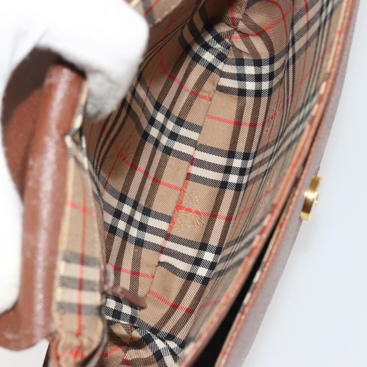 Burberrys Shoulder Bag Leather Brown Gold Auth 188259