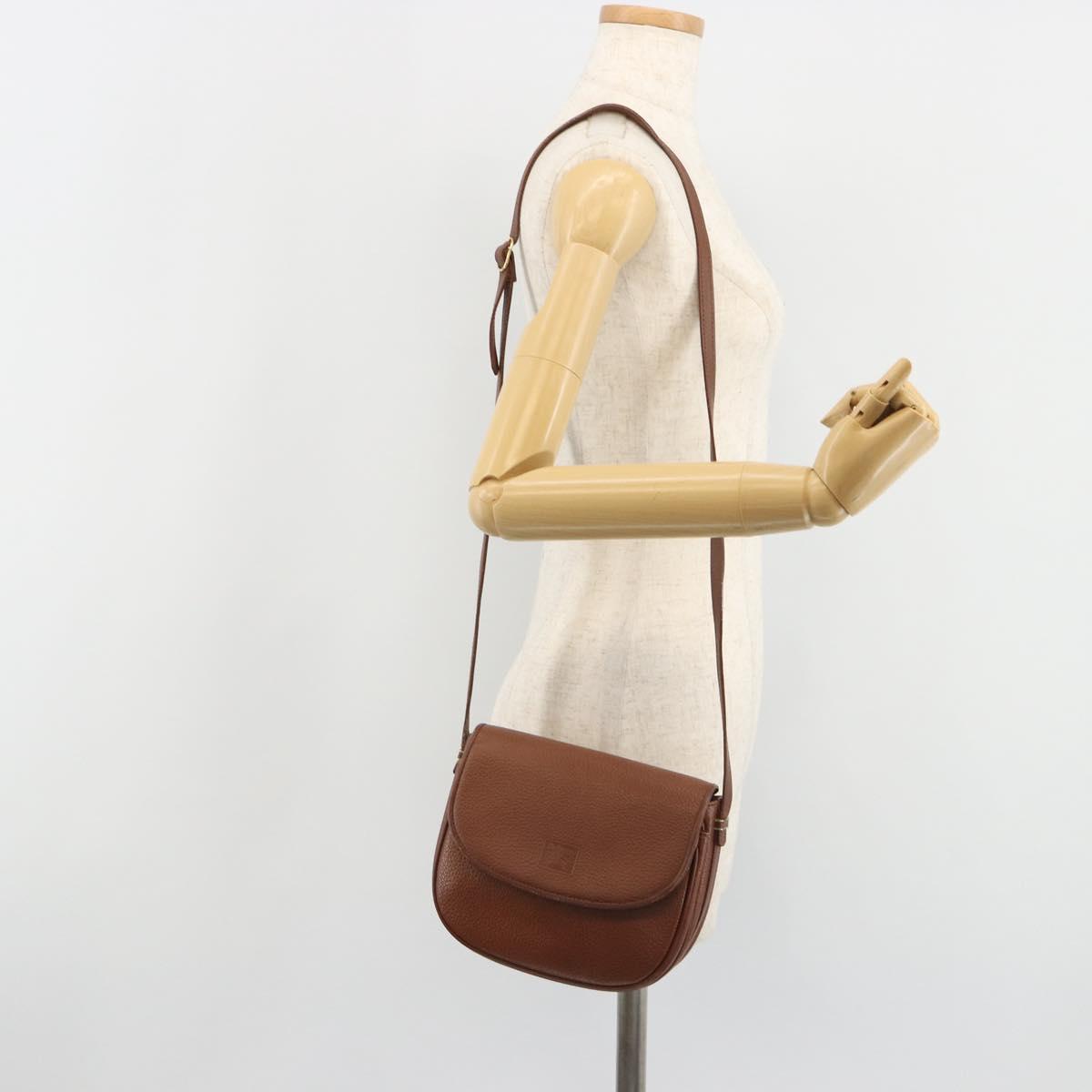 Burberrys Shoulder Bag Leather Brown Gold Auth 188259