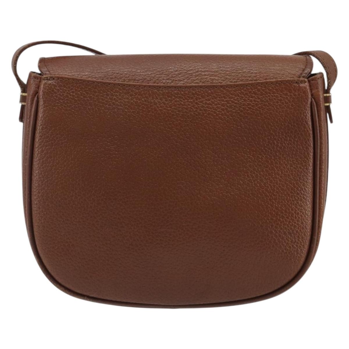 Burberrys Shoulder Bag Leather Brown Gold Auth 188259