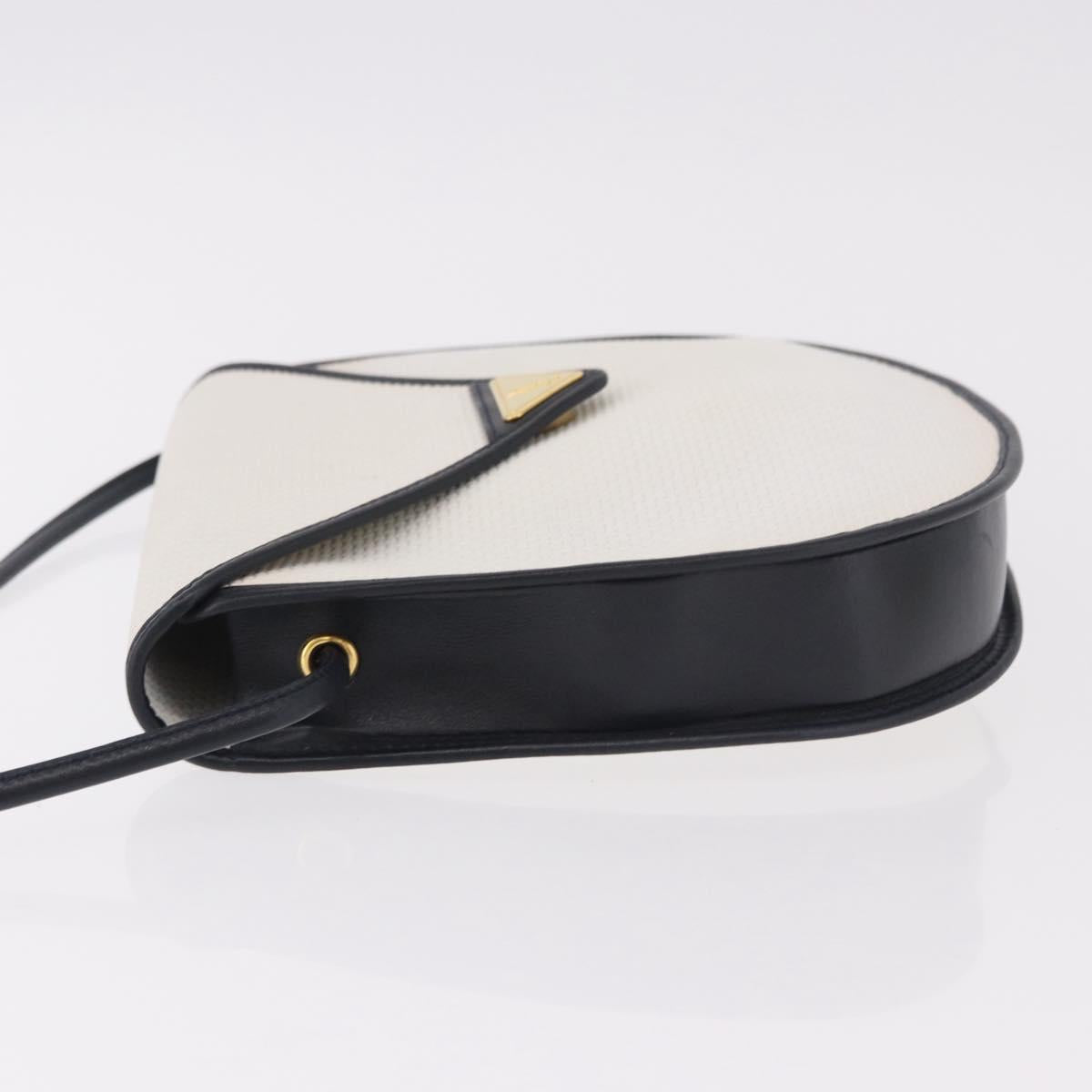 SAINT LAURENT Shoulder Bag PVC Leather White Gold Auth 188261A