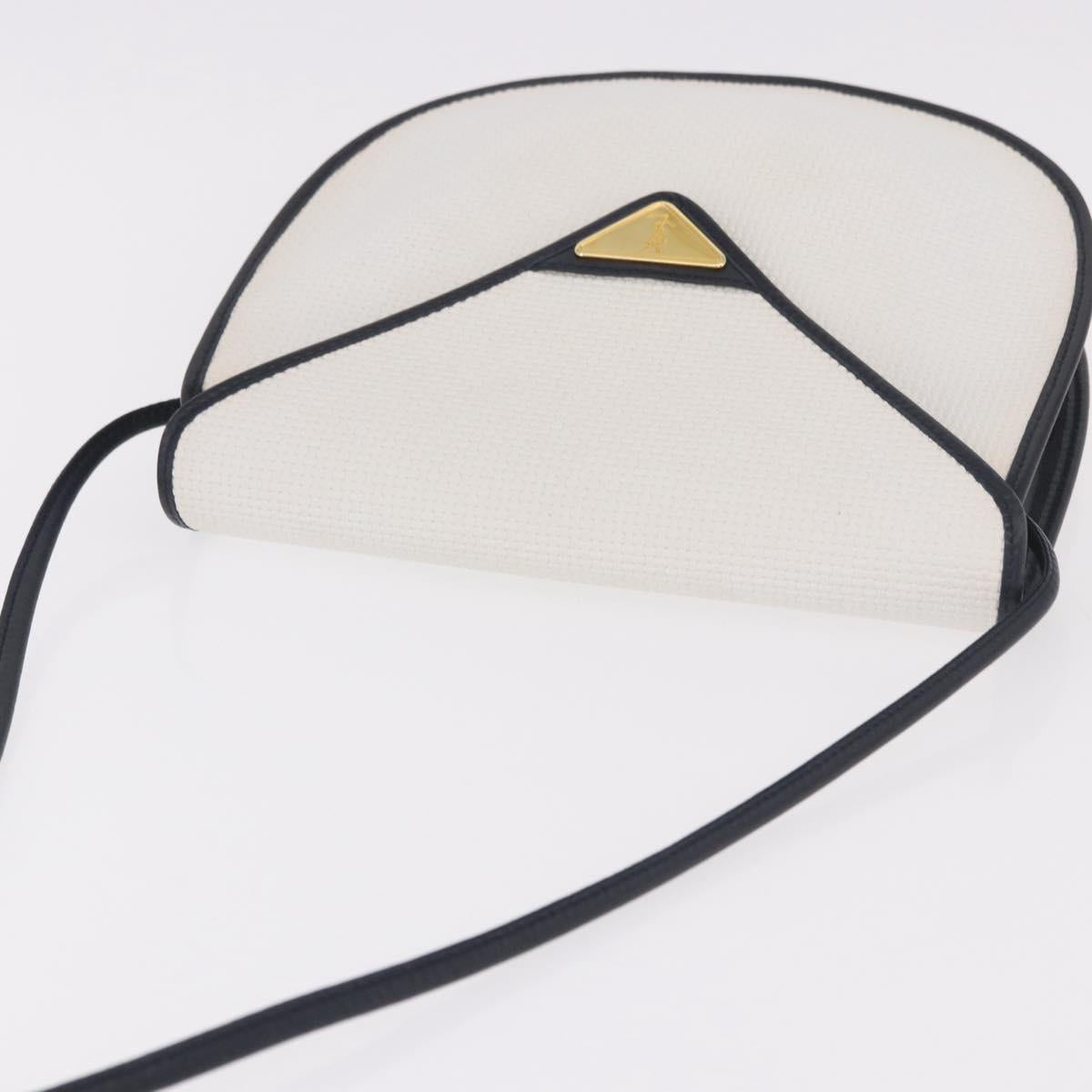 SAINT LAURENT Shoulder Bag PVC Leather White Gold Auth 188261A