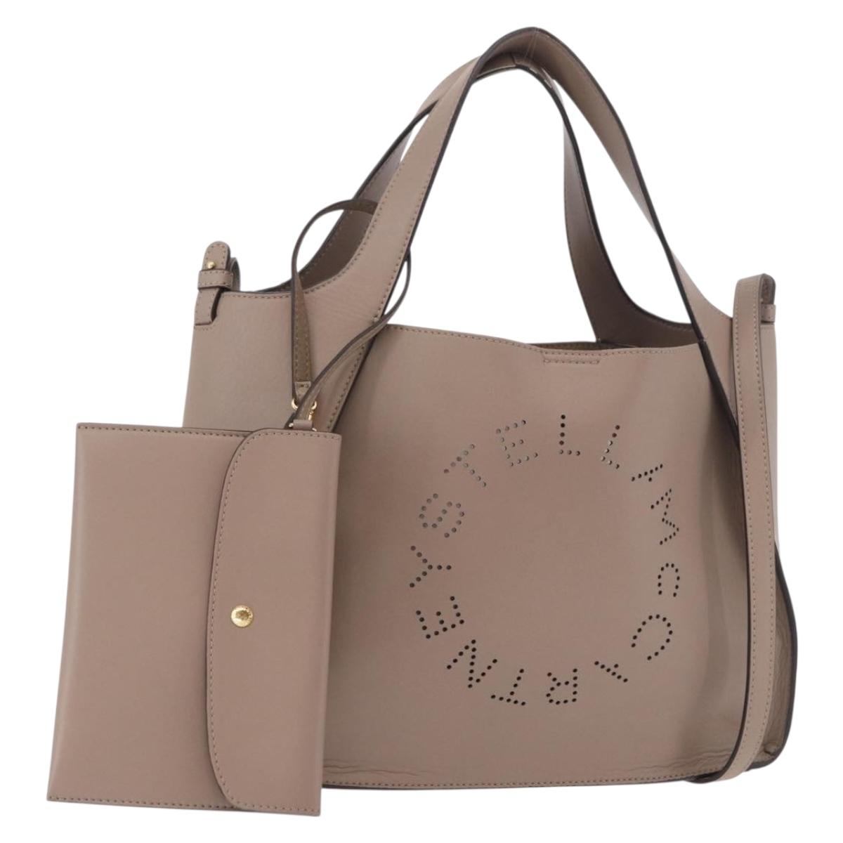 Stella MacCartney Hand Bag Leather 2way Beige Gold 513860 Auth 188263A