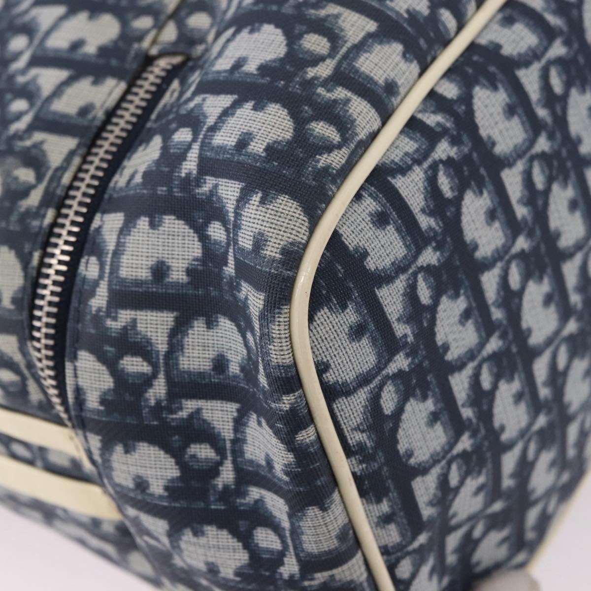 Christian Dior Trotter Canvas Shoulder Bag PVC Blue Silver Auth 188271