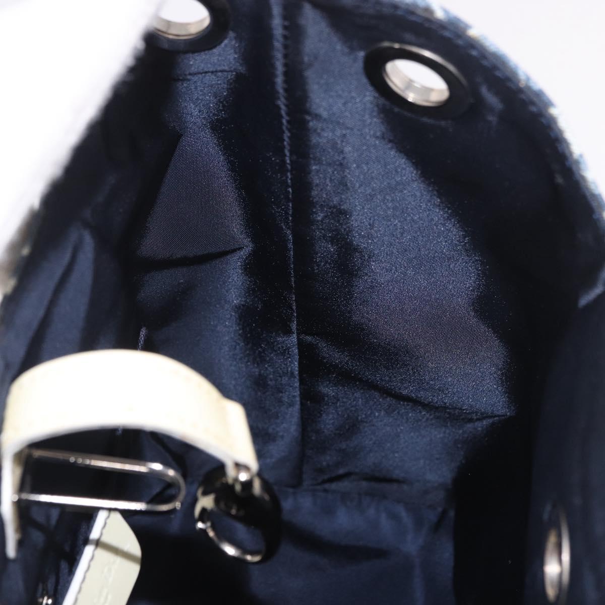 Christian Dior Trotter Canvas Shoulder Bag PVC Blue Silver Auth 188271