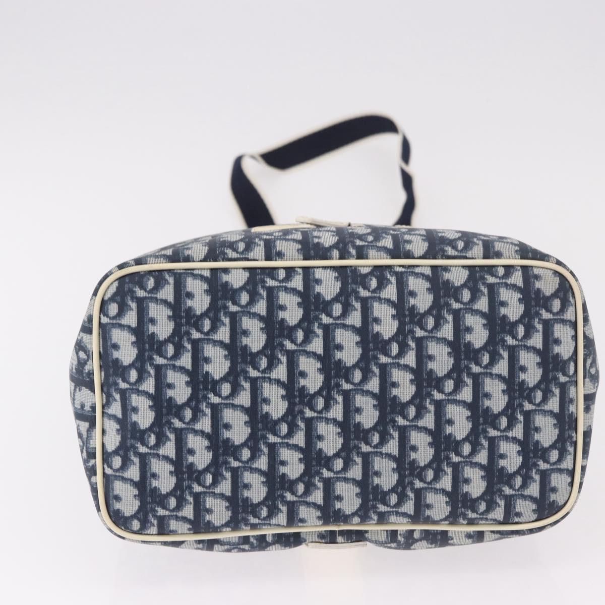 Christian Dior Trotter Canvas Shoulder Bag PVC Blue Silver Auth 188271