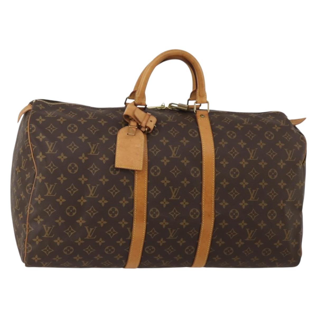 LOUIS VUITTON Monogram Keepall 55 Boston Bag M41424 LV Auth 188275V