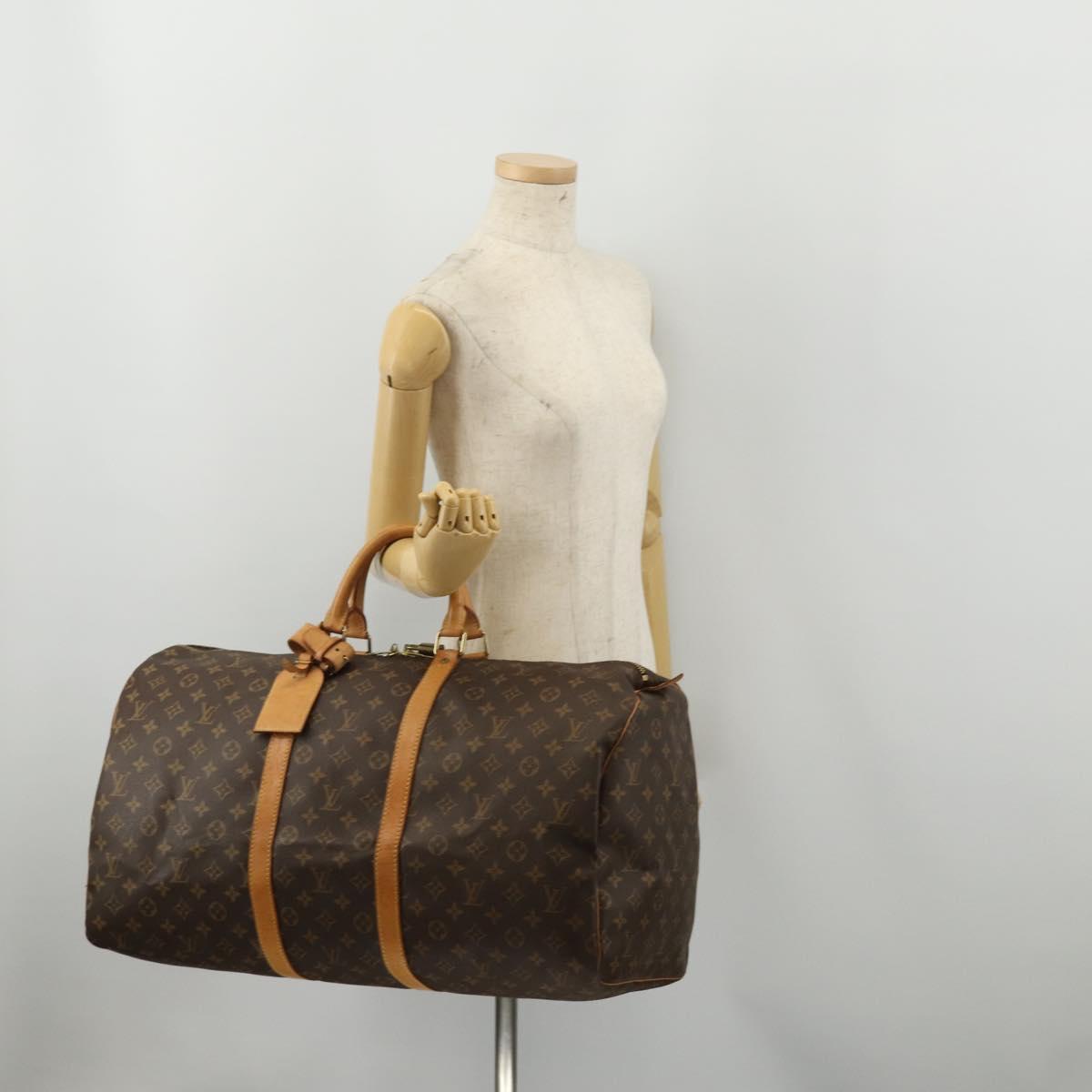 LOUIS VUITTON Monogram Keepall 55 Boston Bag M41424 LV Auth 188275V