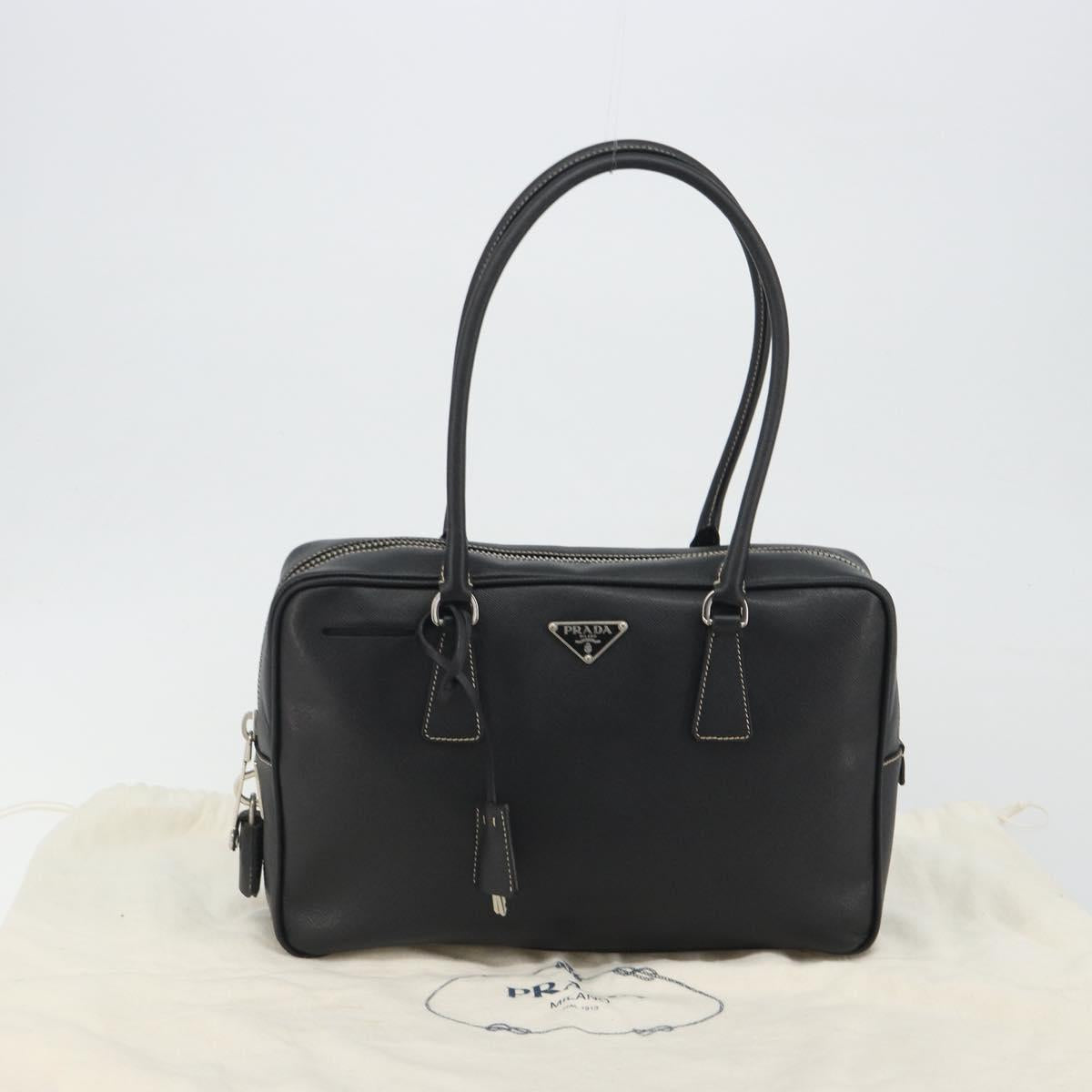 PRADA Tote Bag Saffiano leather Black Silver Auth 188279SAV