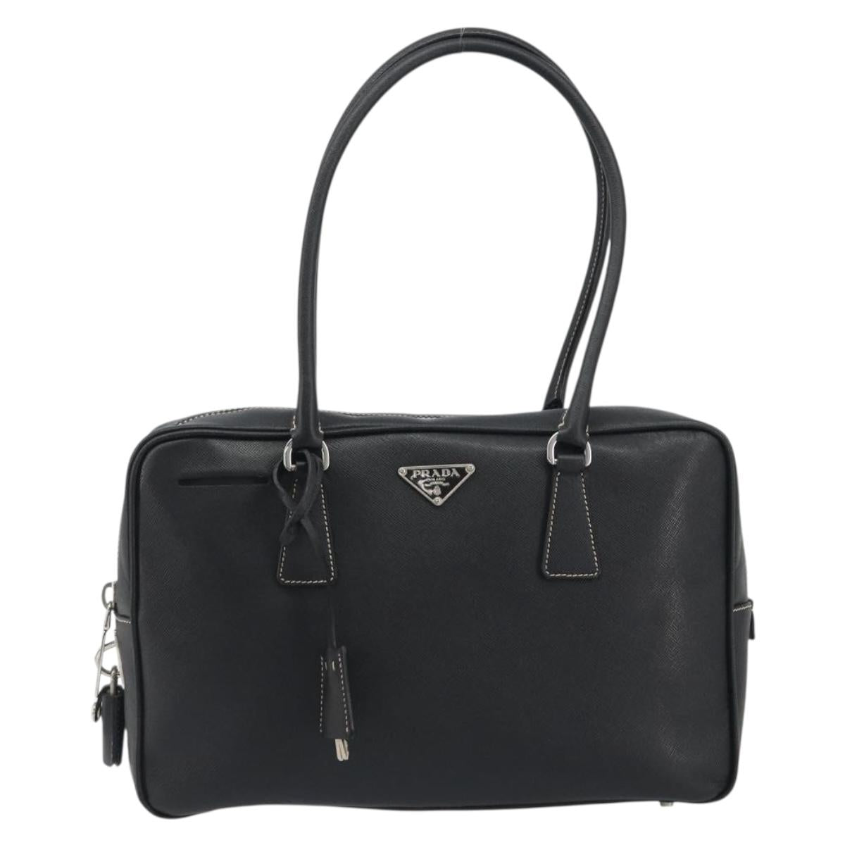 PRADA Tote Bag Saffiano leather Black Silver Auth 188279SAV