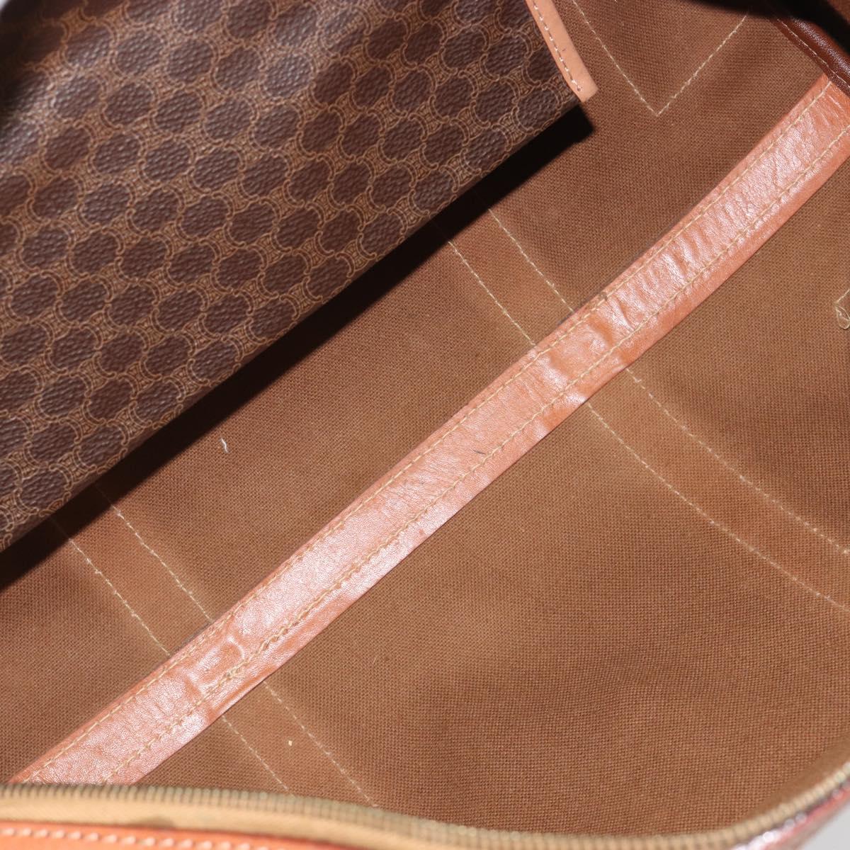 CELINE Macadam Canvas Boston Bag PVC Leather Brown Gold Auth 188283A
