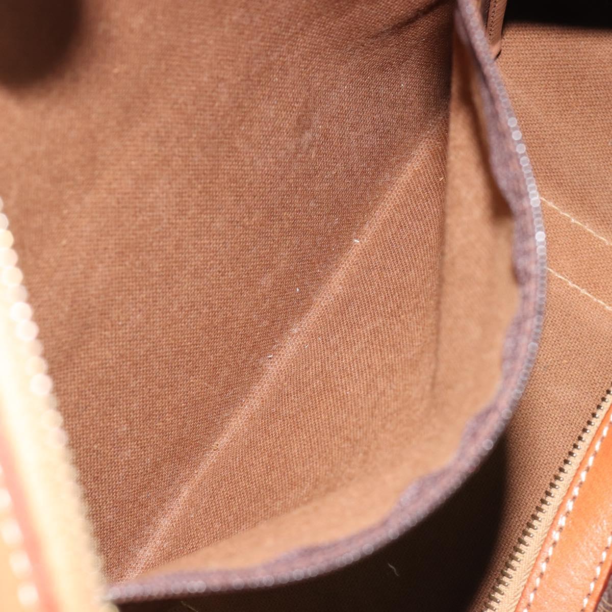 CELINE Macadam Canvas Boston Bag PVC Leather Brown Gold Auth 188283A