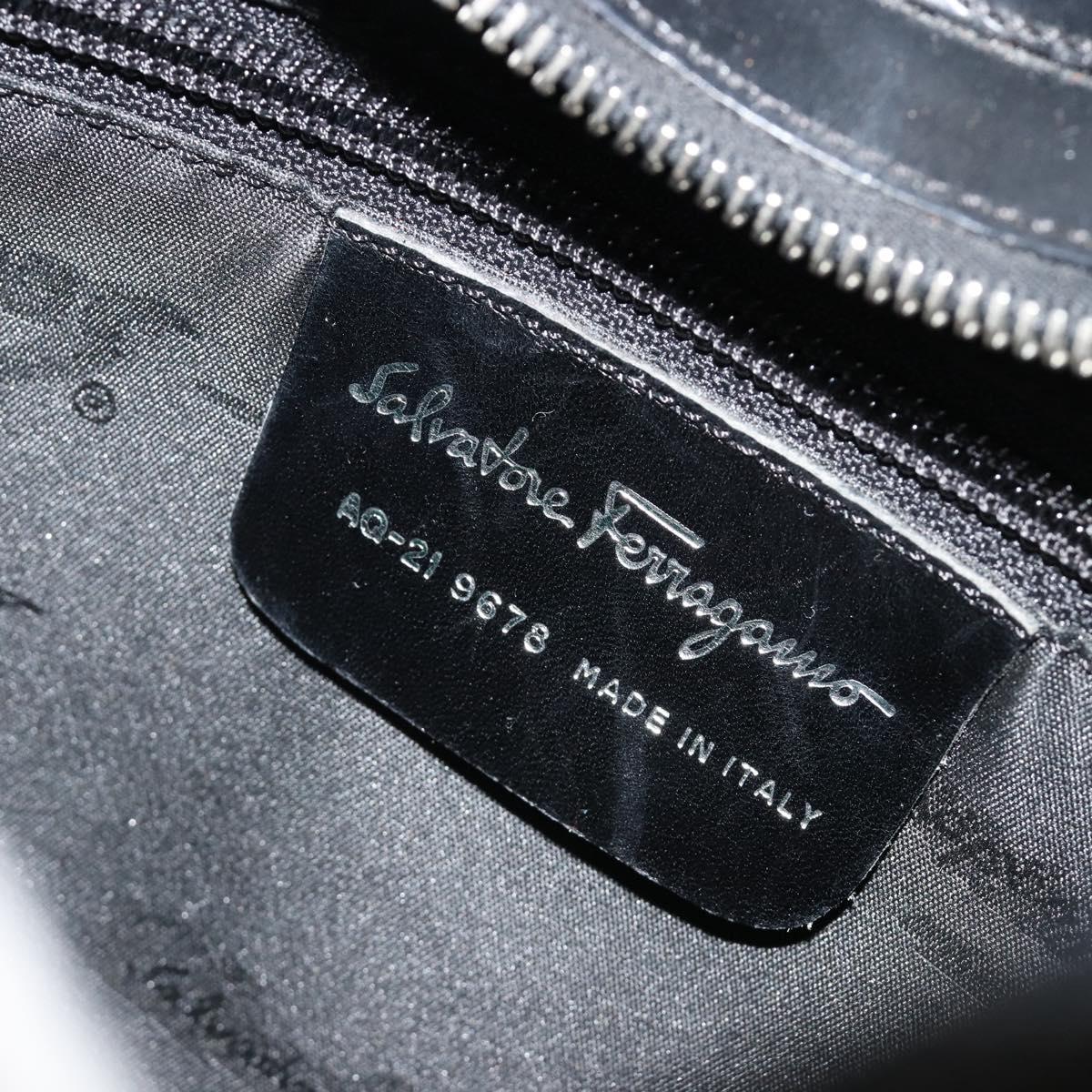 Salvatore Ferragamo Shoulder Bag Harako leather Black Silver Auth 188284A