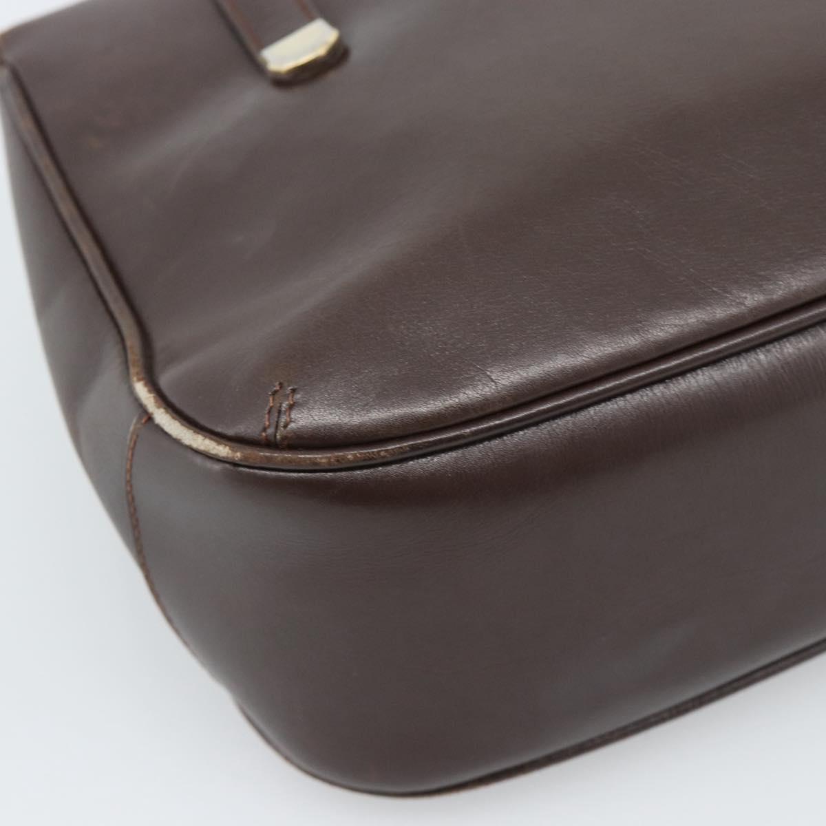 CELINE Hand Bag Leather Brown Gold Auth 188288