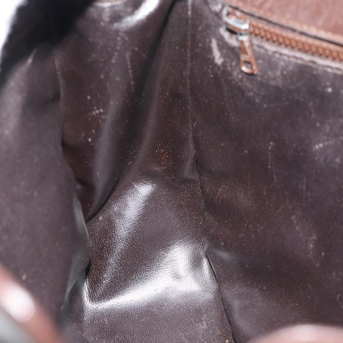 CELINE Hand Bag Leather Brown Gold Auth 188288