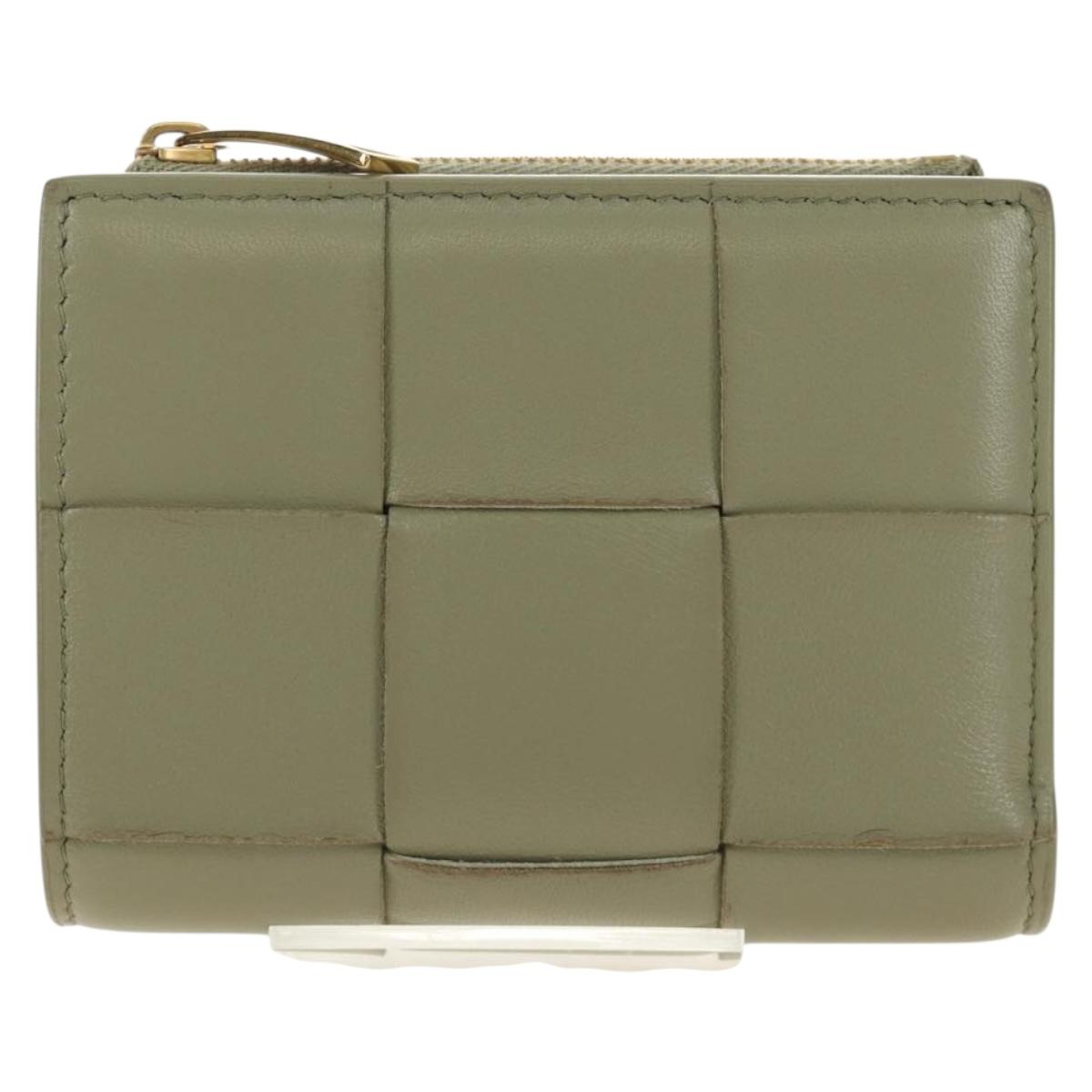 BOTTEGA VENETA MAXI INTRECCIATO Wallet Leather Beige Gold Auth 188290M