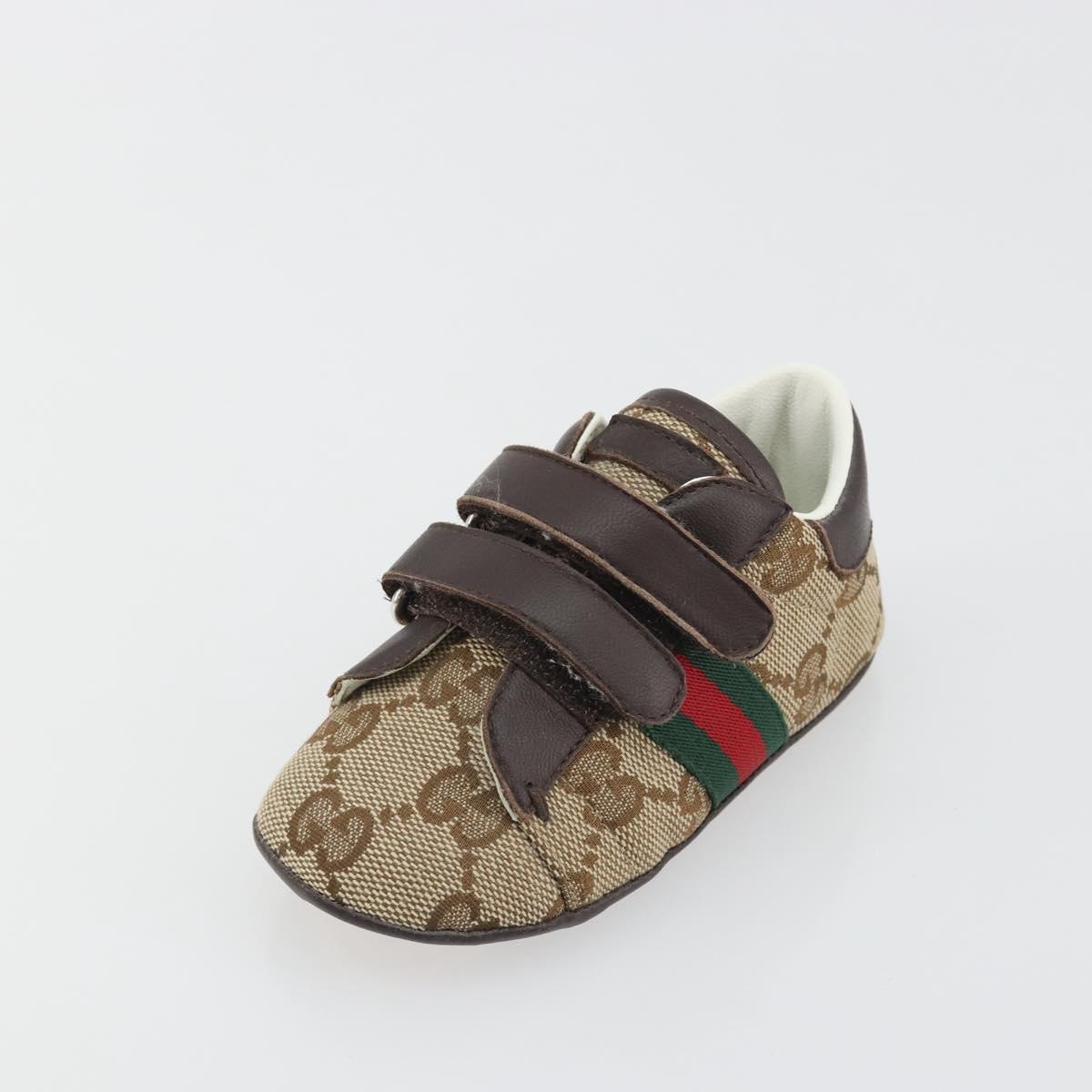 GUCCI GG Canvas Sherry Line Baby Shoes Beige Auth 188291A