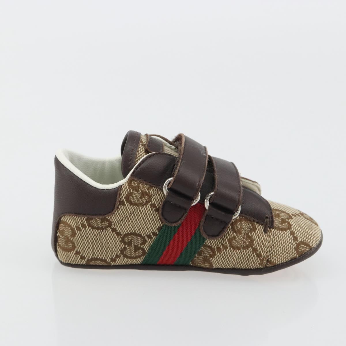 GUCCI GG Canvas Sherry Line Baby Shoes Beige Auth 188291A