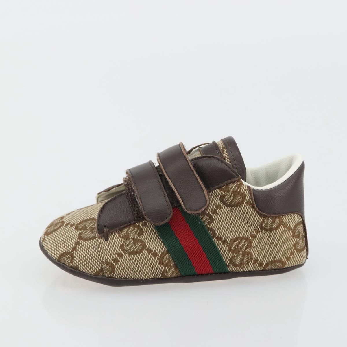 GUCCI GG Canvas Sherry Line Baby Shoes Beige Auth 188291A