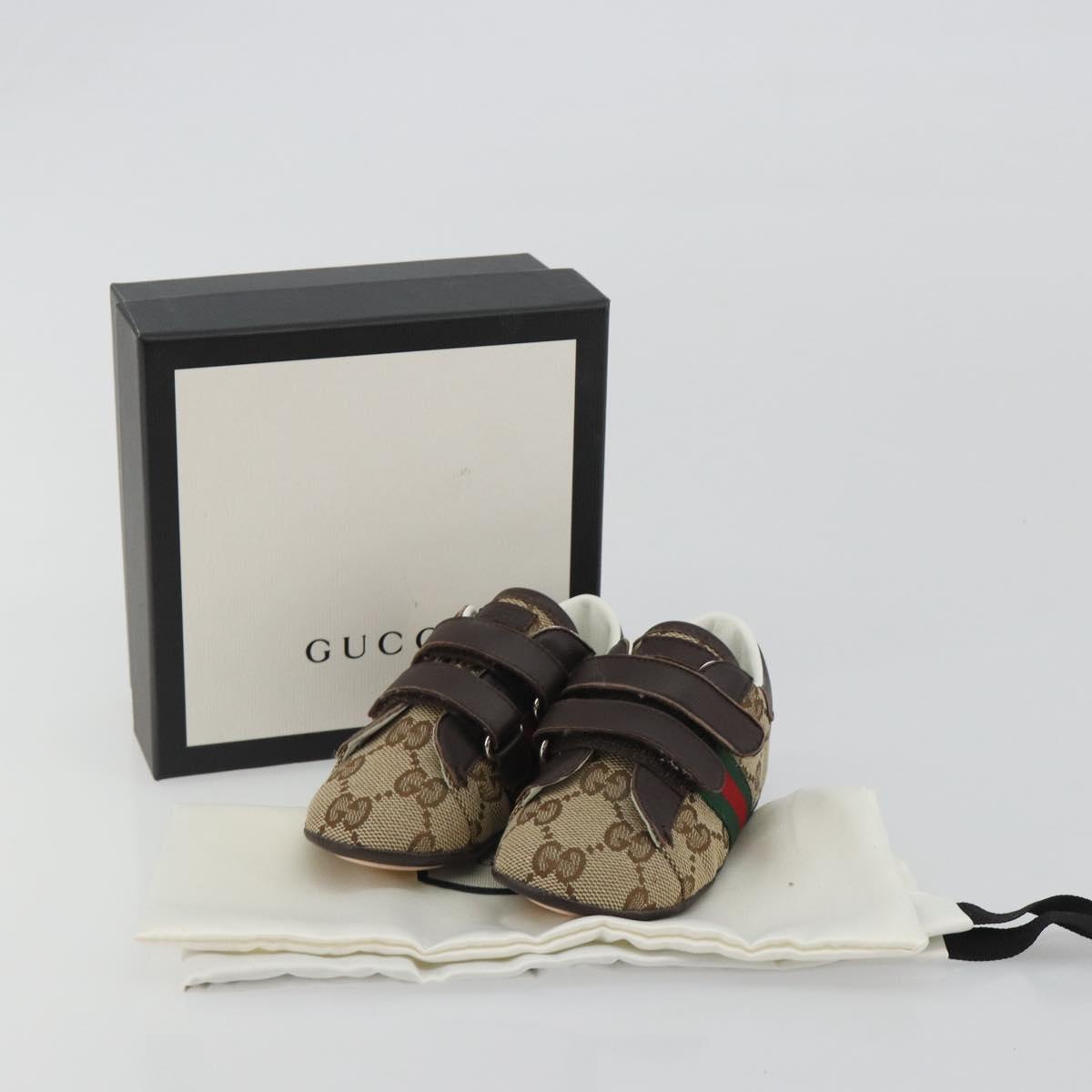 GUCCI GG Canvas Sherry Line Baby Shoes Beige Auth 188291A