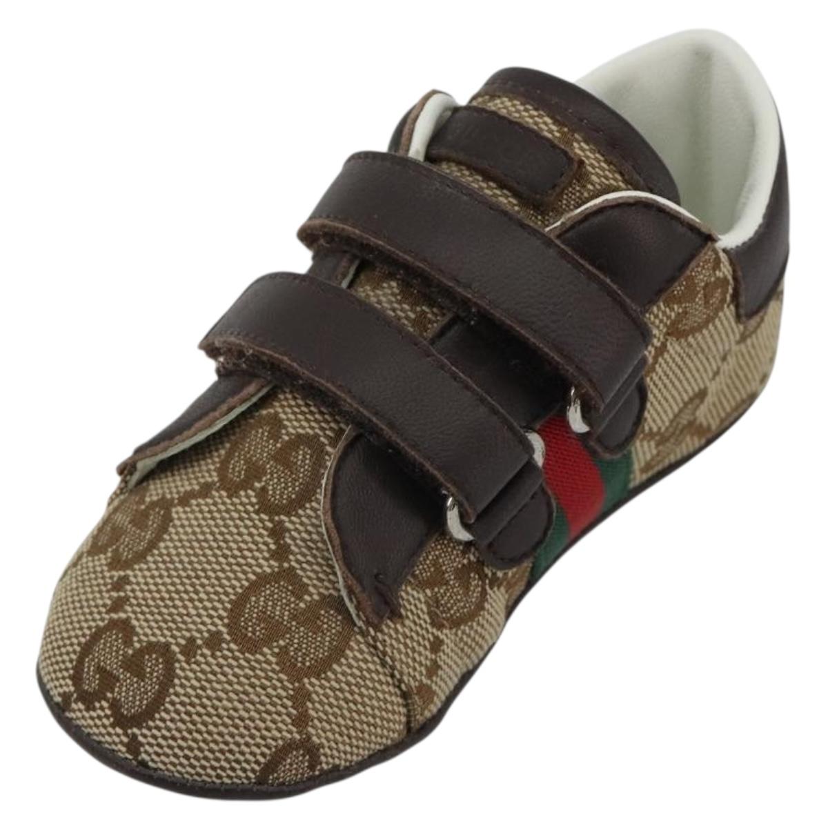 GUCCI GG Canvas Sherry Line Baby Shoes Beige Auth 188291A