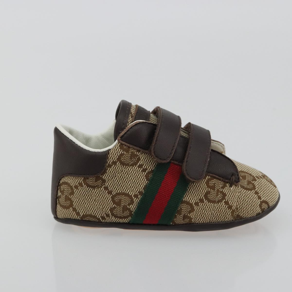 GUCCI GG Canvas Sherry Line Baby Shoes Beige Auth 188291A