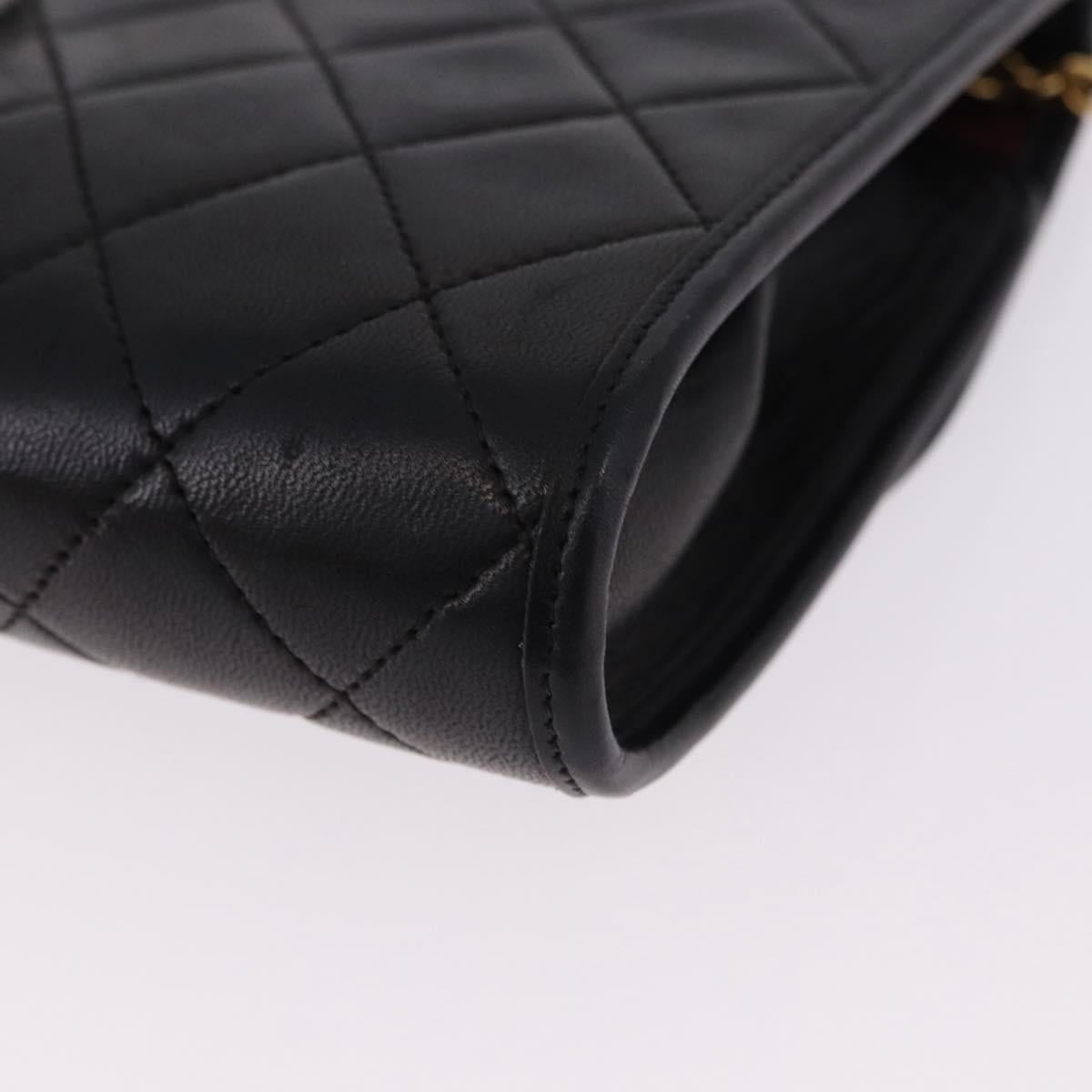 CHANEL Chain Matelasse Shoulder Bag Lamb Skin Black Gold CC Auth 188292SAV