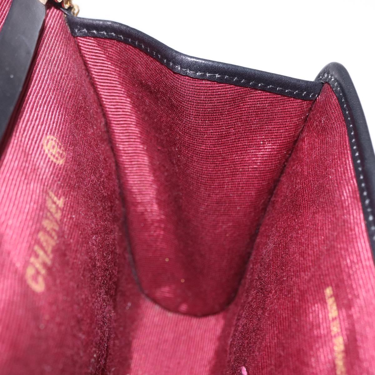 CHANEL Chain Matelasse Shoulder Bag Lamb Skin Black Gold CC Auth 188292SAV