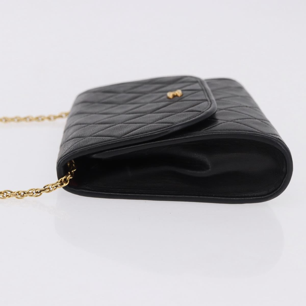 CHANEL Chain Matelasse Shoulder Bag Lamb Skin Black Gold CC Auth 188292SAV